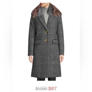 Mackage Henrita wool coat with down lining and removable fur collar S